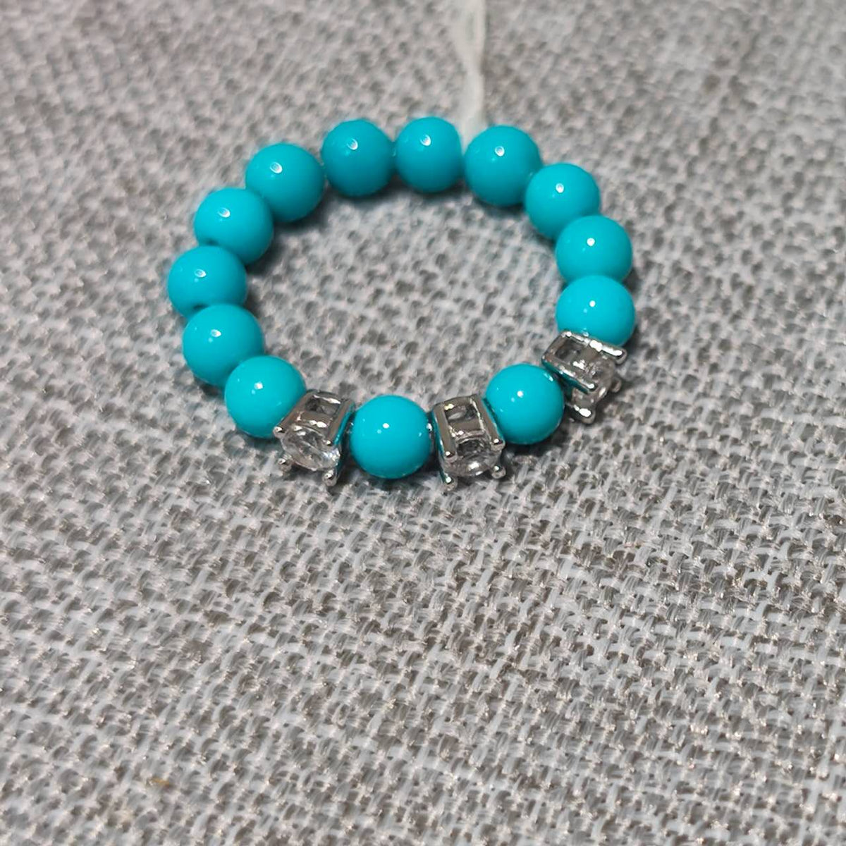 [TQ41]天然トルコ石 4-4.5mm, 鋯石, SV銀, 1.65g, 戒圍10-11# 戒指 DPS02199141