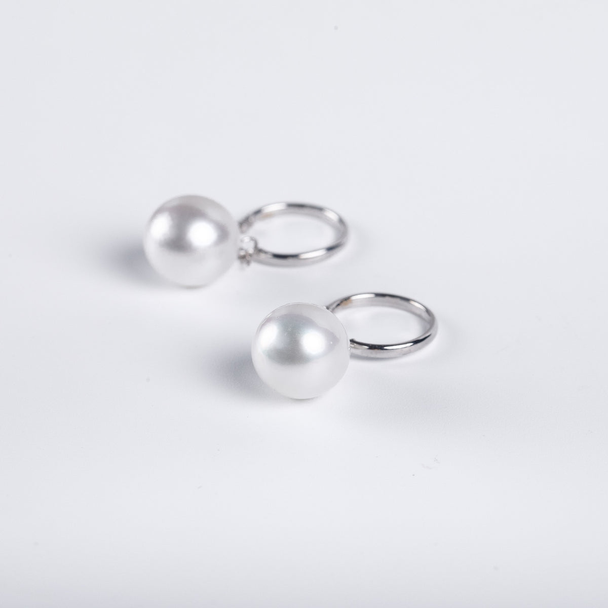 [SH06]18K白金澳白珍珠耳鉤10-11mm 80038Y