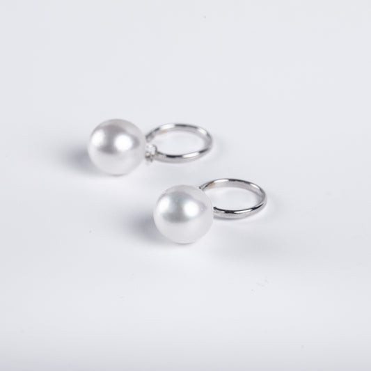 [SH06]18K白金澳白珍珠耳鉤10-11mm 80038Y