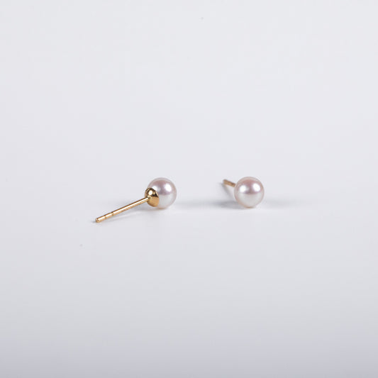 [SH26]18K金akoya珍珠耳釘3-4mm 80117