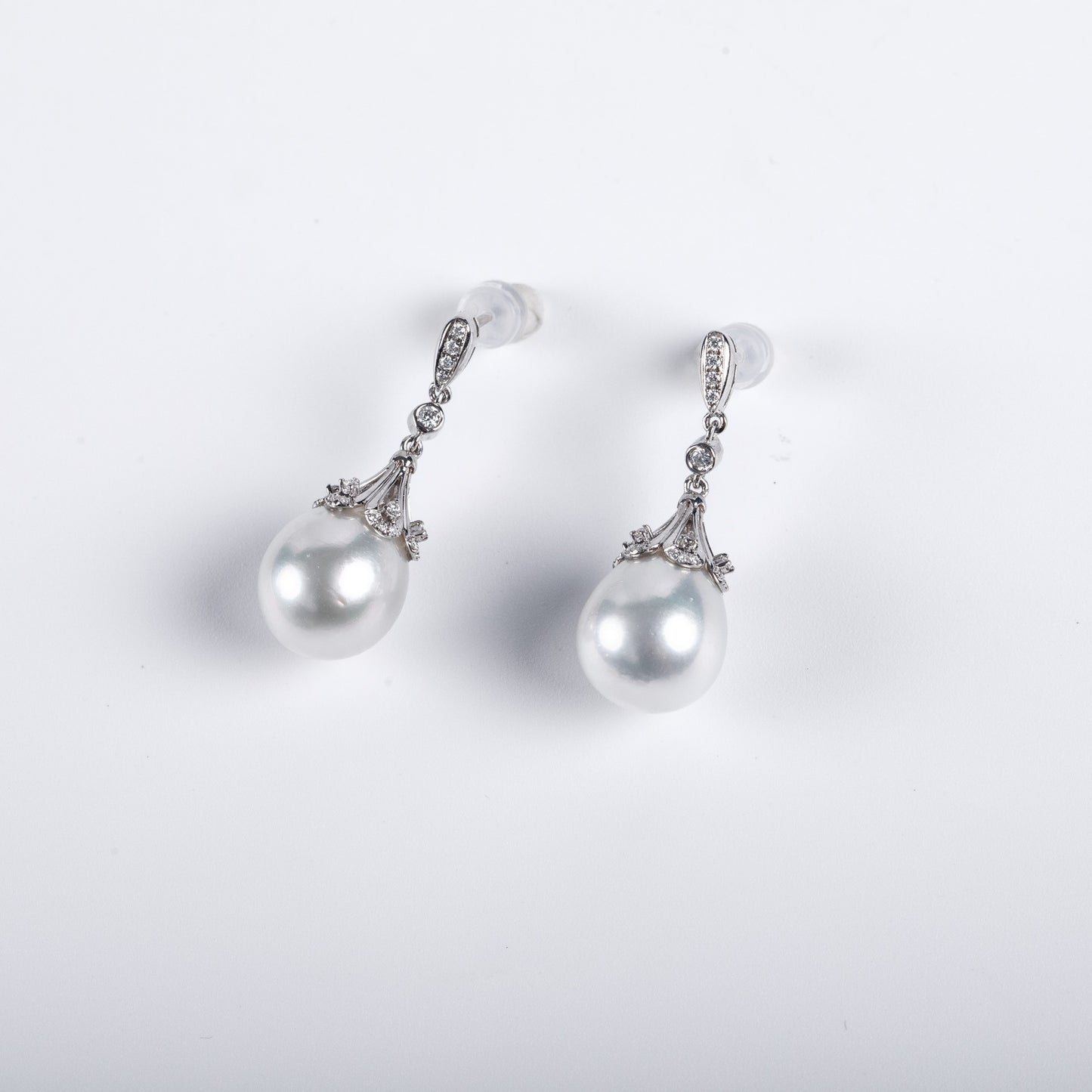 [SH03]銀鍍銠金澳白珍珠耳釘11-12mm 80209