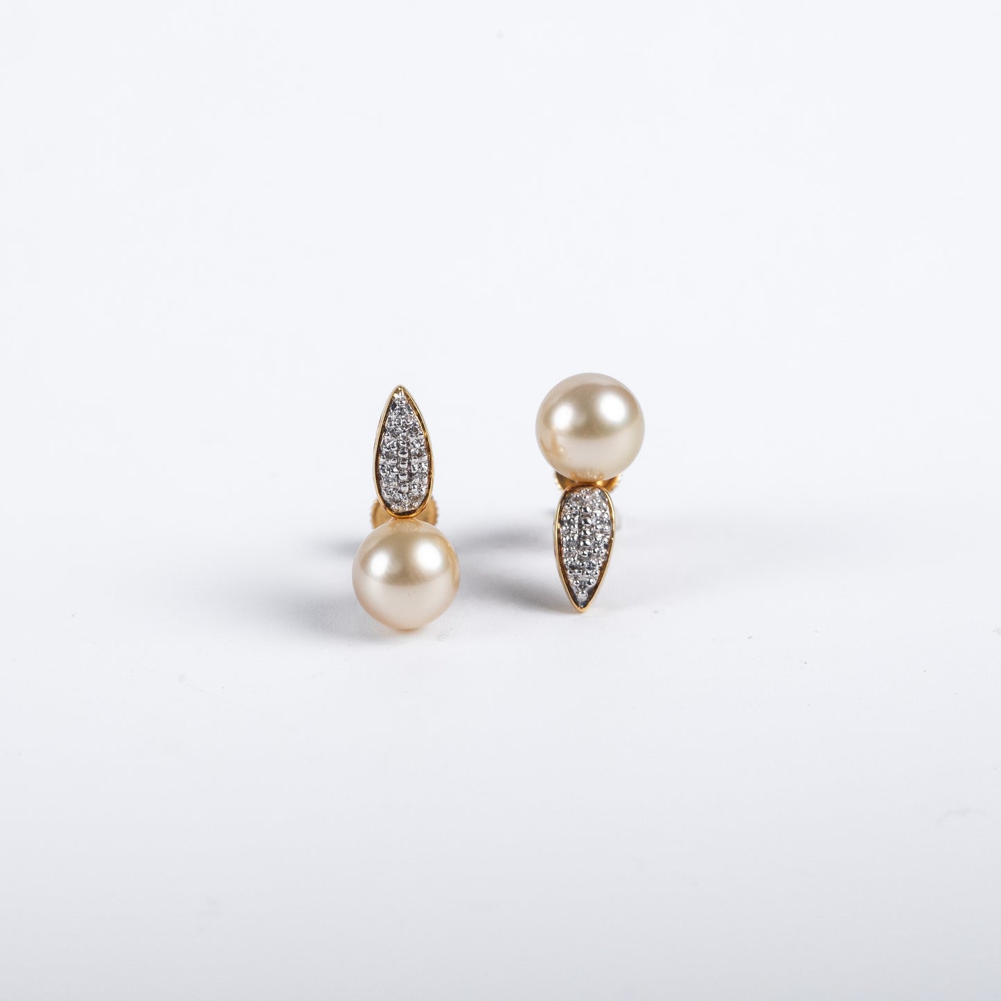 [SH93]18K金南洋金珍珠耳飾7-8mm J80120