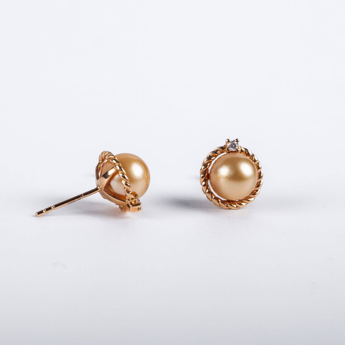 [SH94]18K金南洋金珍珠耳飾7-7.5mm J80121
