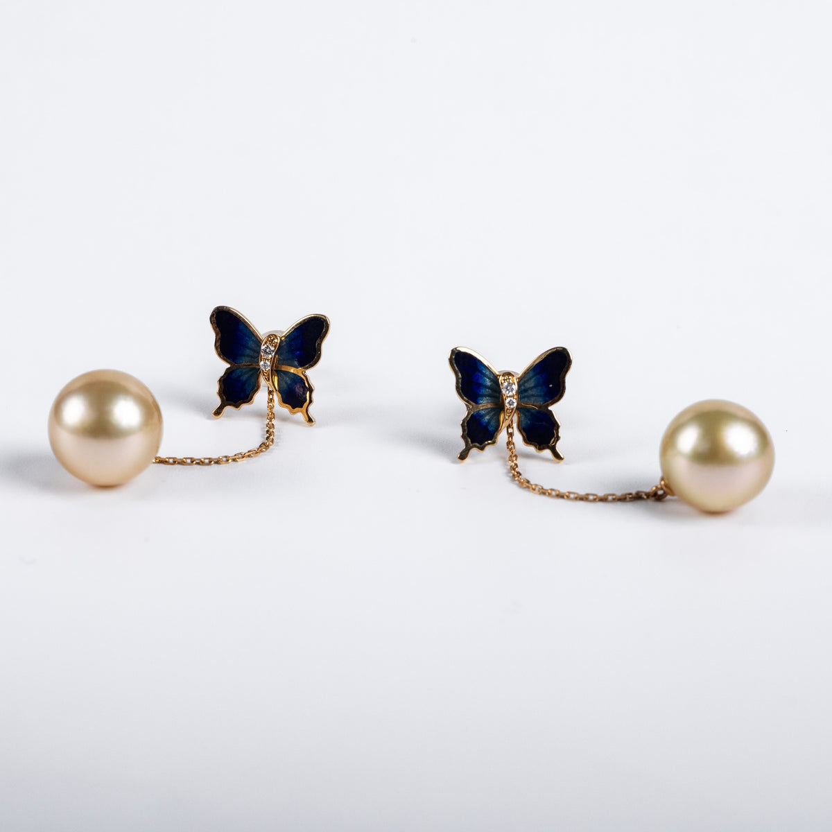[SH95]18K金南洋金珍珠耳飾10-11mm J80122