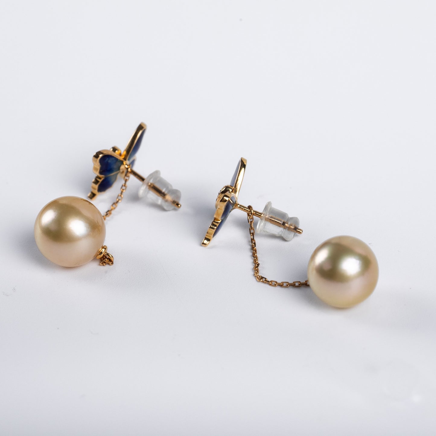 [SH95]18K金南洋金珍珠耳飾10-11mm J80122